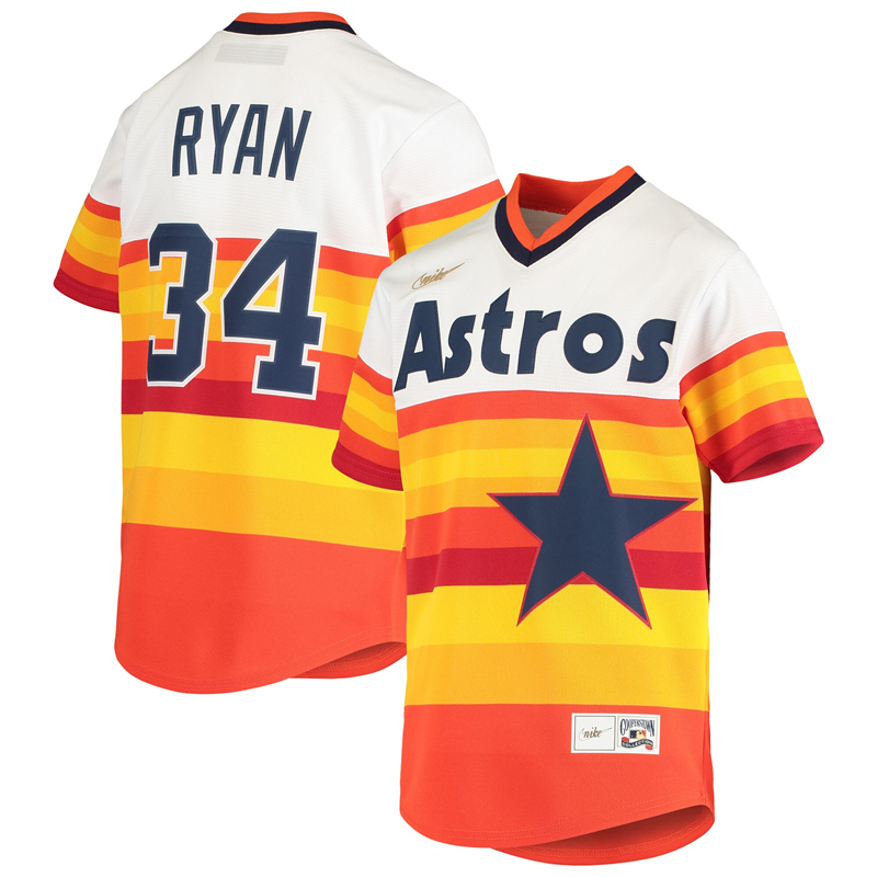 2020 MLB Youth Houston Astros #34 Nolan Ryan Nike White Home Cooperstown Collection Player Jersey 1->youth mlb jersey->Youth Jersey